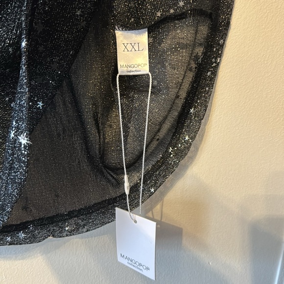 XXL Black & Silver Star Print Mesh Top - Picture 2 of 4